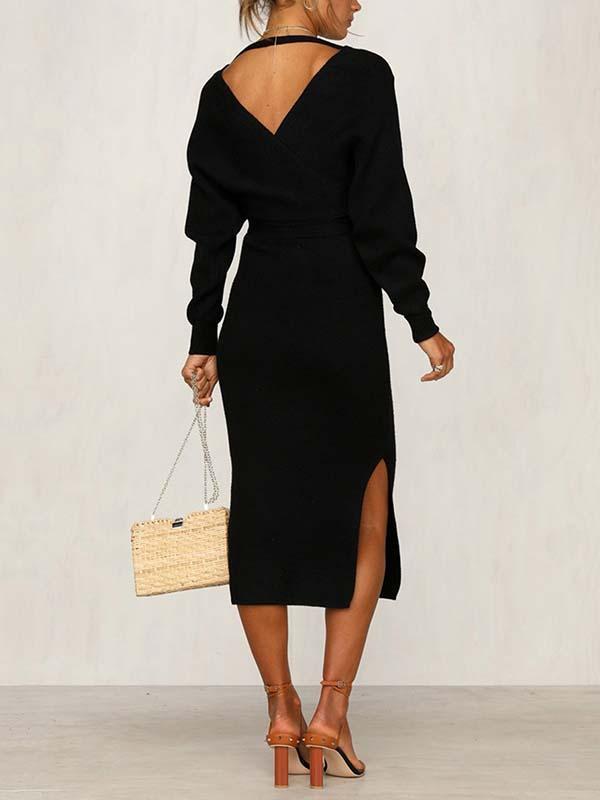 Veleaee V Neck Autumn Dress