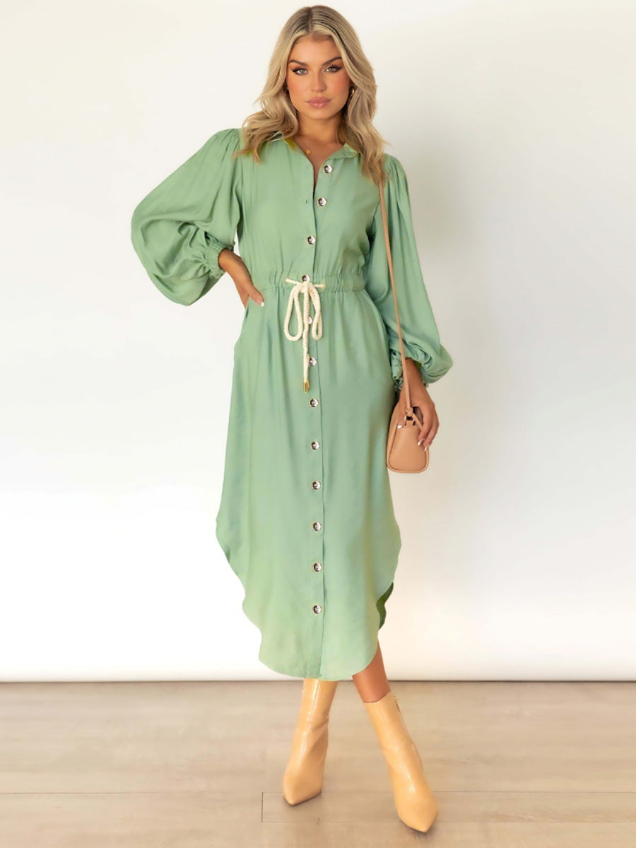 Veleaee Long-Sleeved Waist-Skimming Dresses