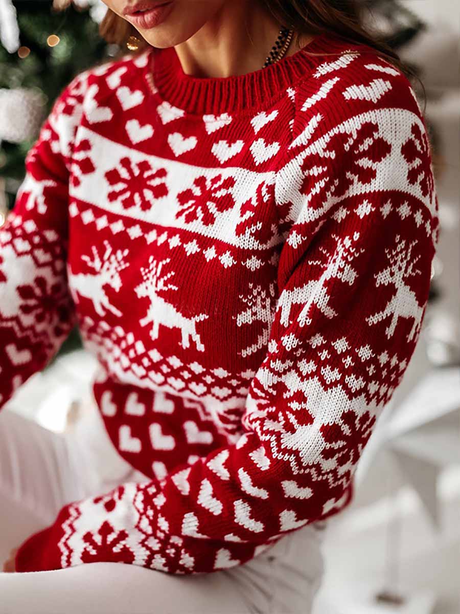 Veleaee Snowflake Moose Christmas Sweater