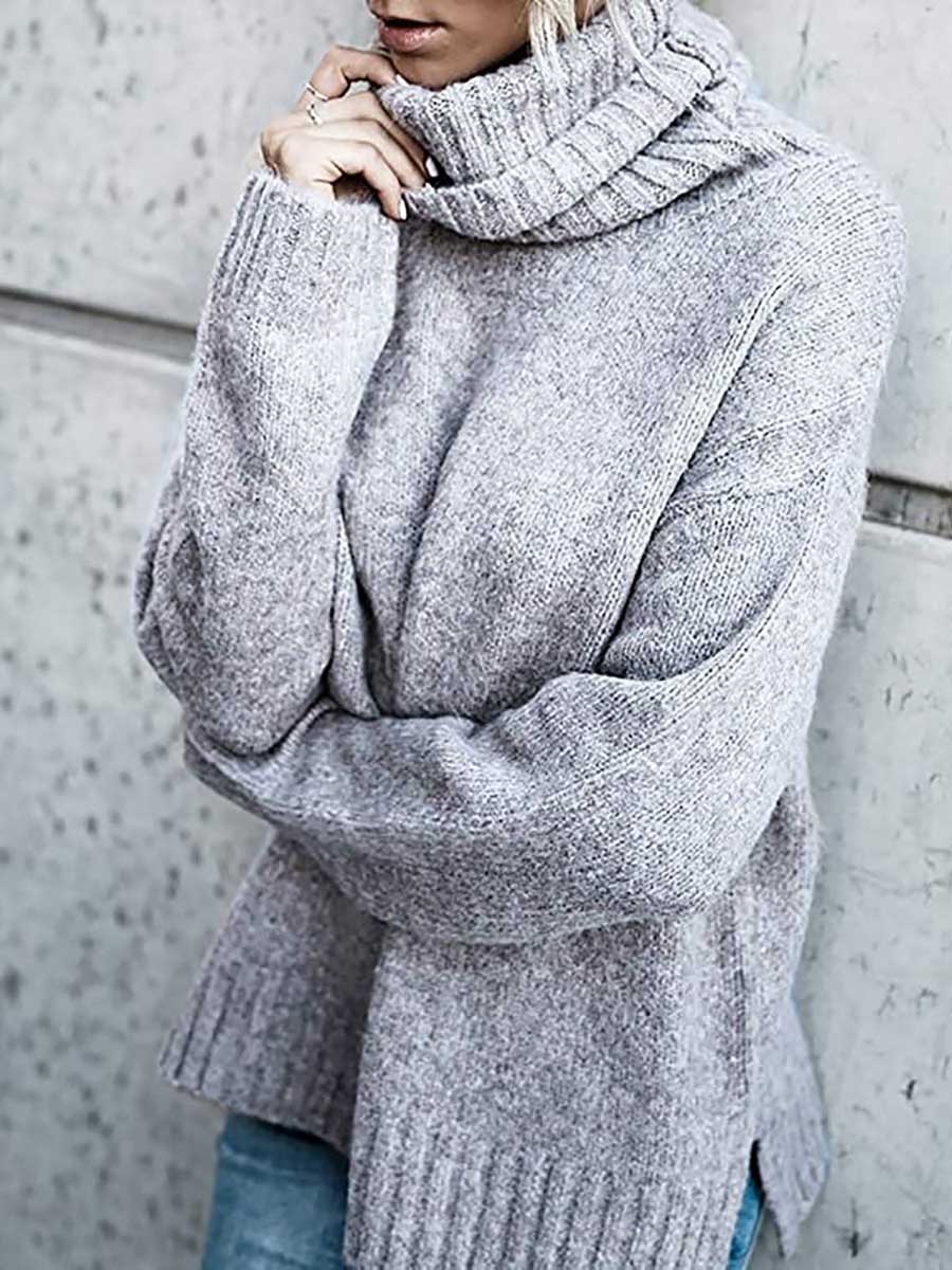 Veleaee Solid Color Turtleneck Long Sleeve Sweater(6 colors)