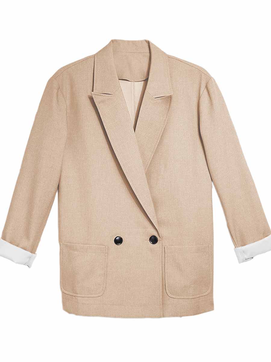 Veleaee Solid Color Slim-Fit Blazer