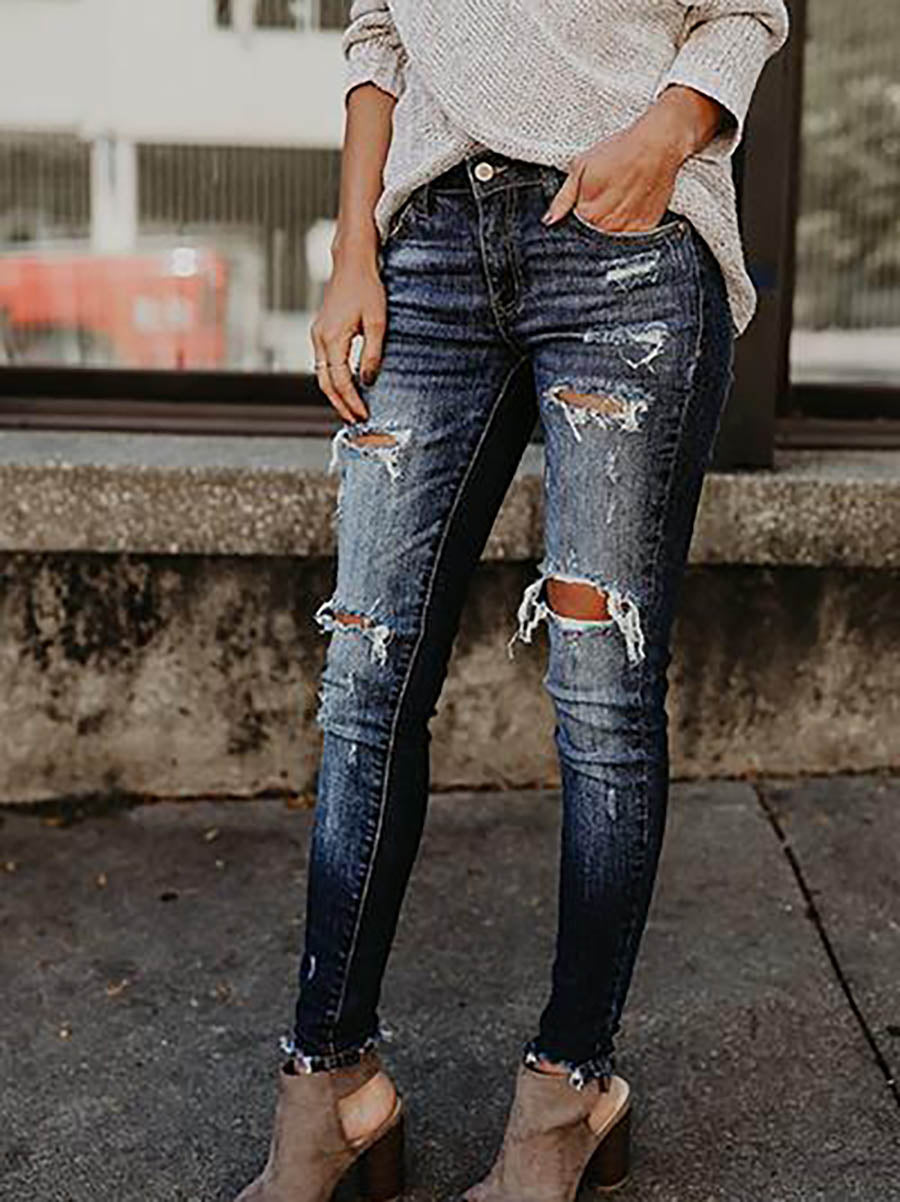 Veleaee Ripped Skinny Jeans