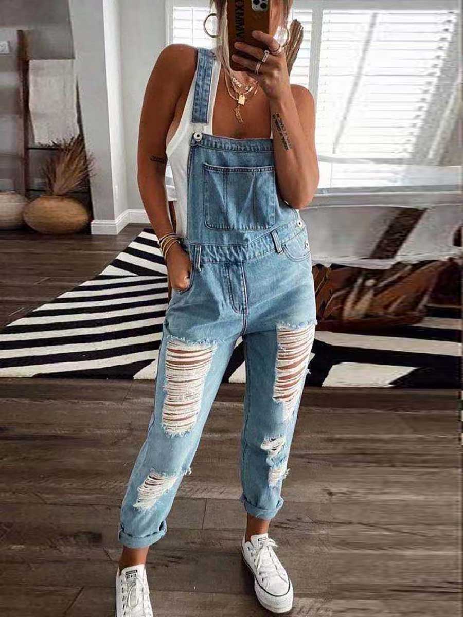 Veleaee Temperament Commuter Cotton Plain Mid Rise Blue Jeans