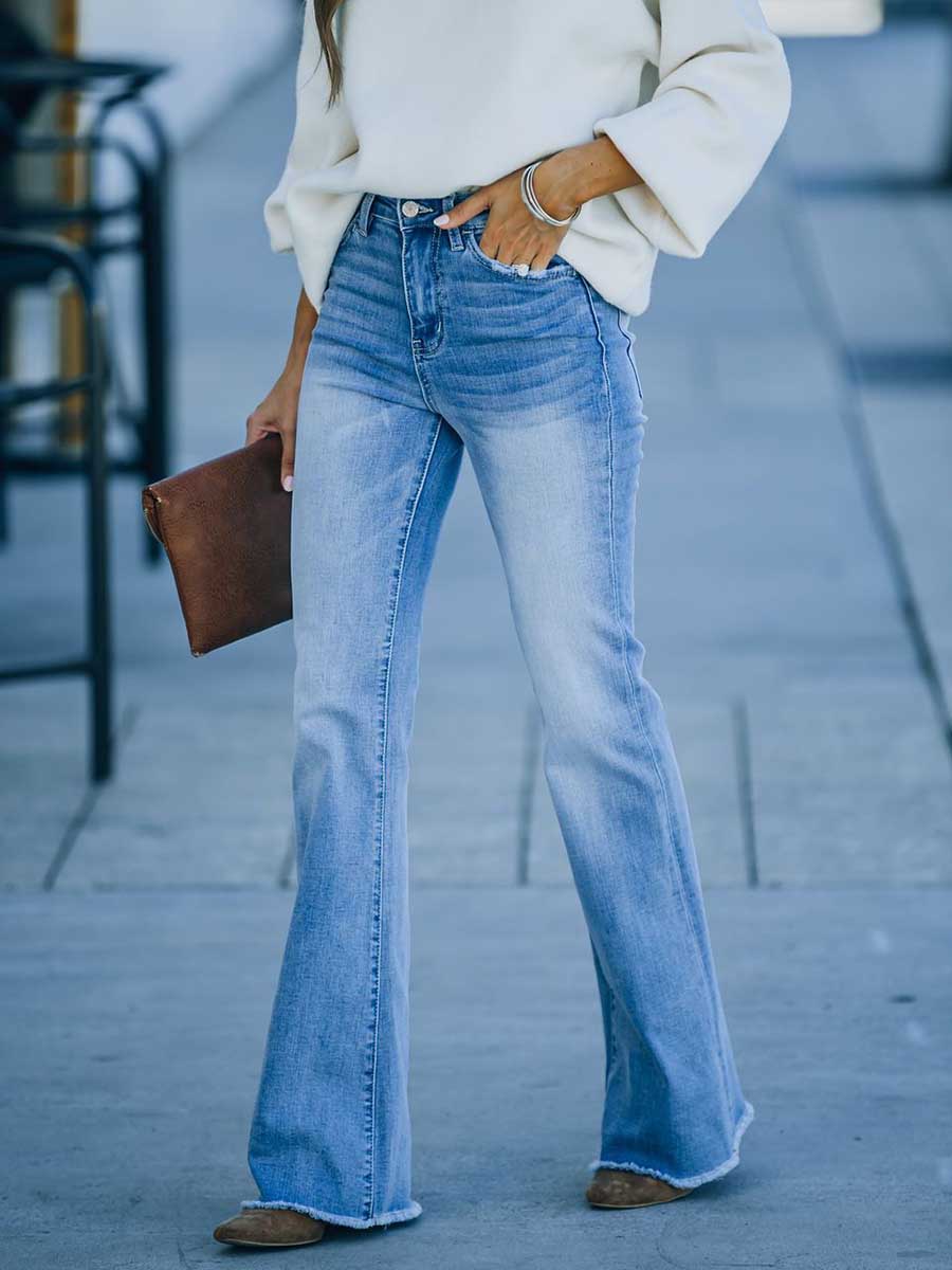 Veleaee Simple Slim Fit Denim Trousers