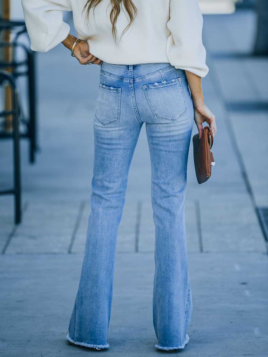 Veleaee Simple Slim Fit Denim Trousers