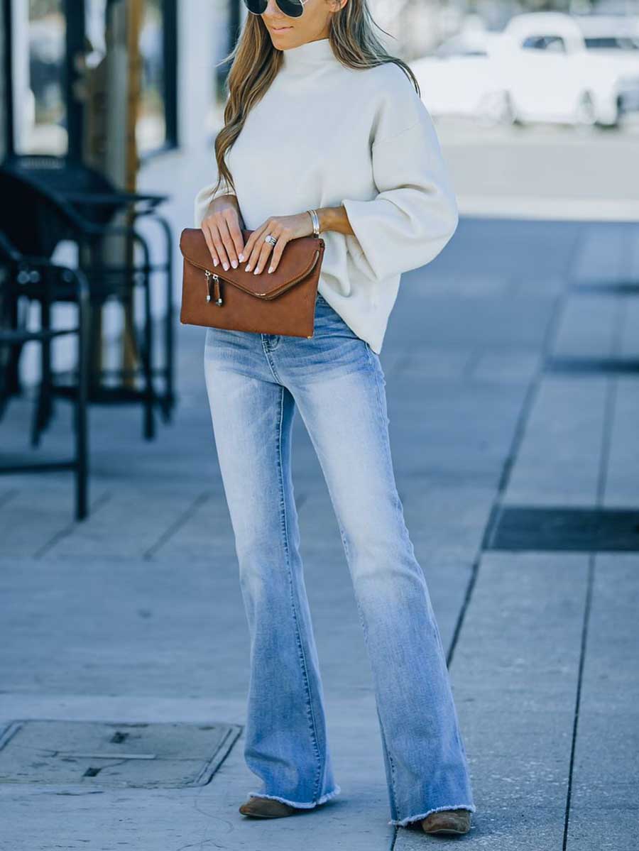 Veleaee Simple Slim Fit Denim Trousers