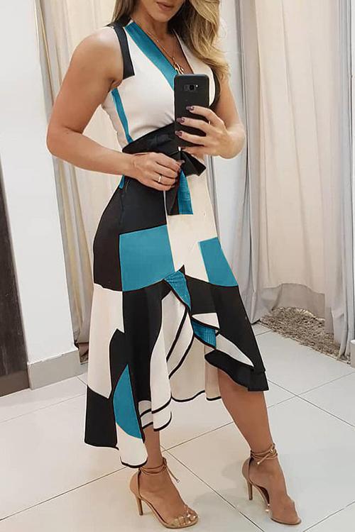 VeleaeeIrregularity Hem V Neck Sleeveless Dress