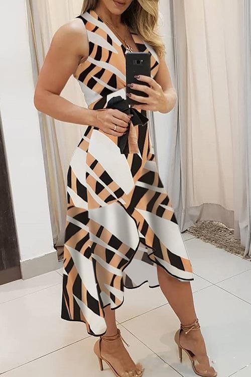 VeleaeeIrregularity Hem V Neck Sleeveless Dress