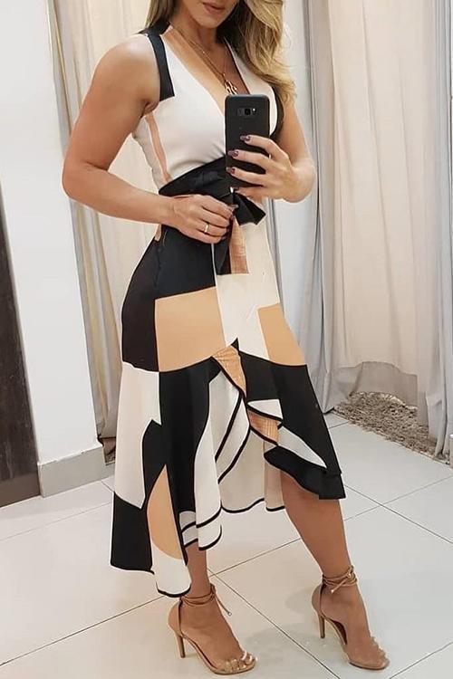 VeleaeeIrregularity Hem V Neck Sleeveless Dress