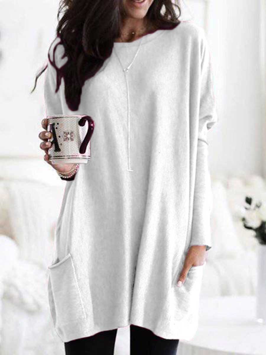 Veleaee Long Sleeve Pocket T-Shirt Top