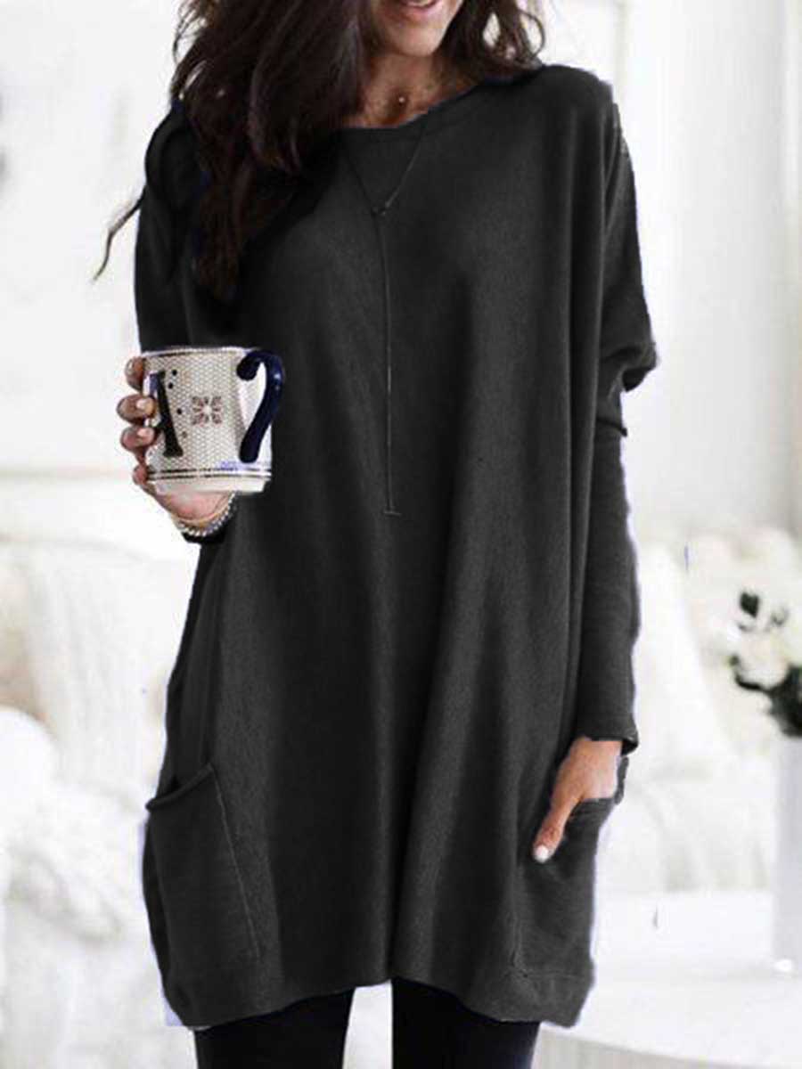 Veleaee Long Sleeve Pocket T-Shirt Top