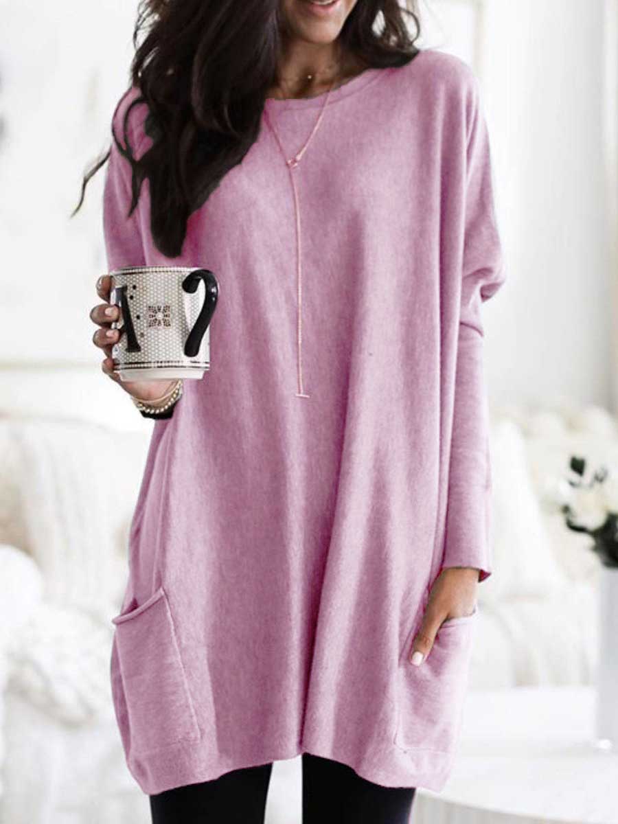 Veleaee Long Sleeve Pocket T-Shirt Top