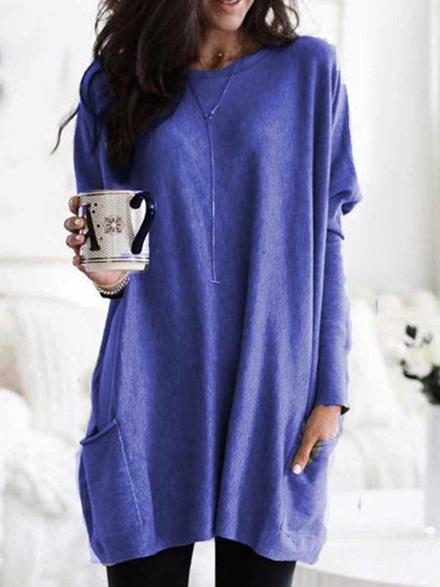 Veleaee Long Sleeve Pocket T-Shirt Top