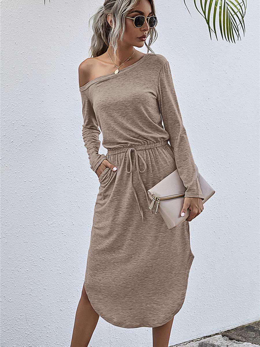 Veleaee Strapless Long Sleeve Split Dress