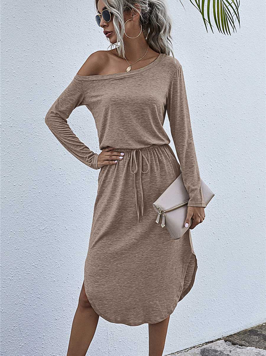 Veleaee Strapless Long Sleeve Split Dress