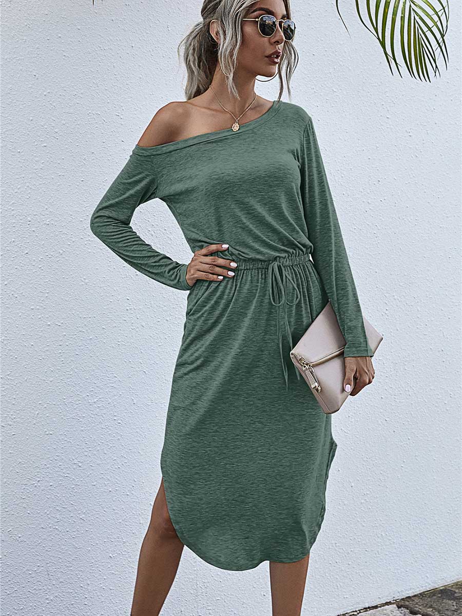 Veleaee Strapless Long Sleeve Split Dress