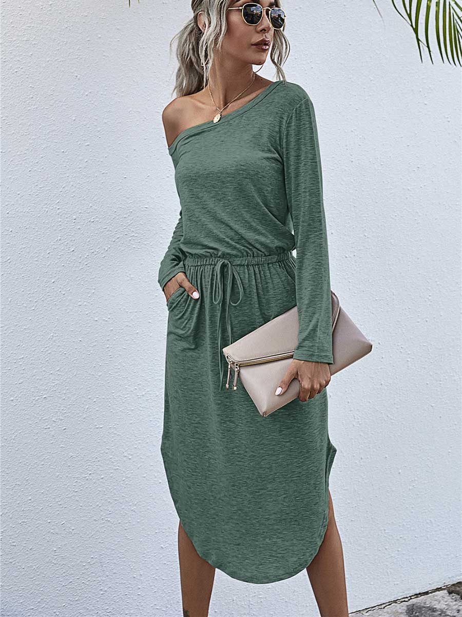Veleaee Strapless Long Sleeve Split Dress