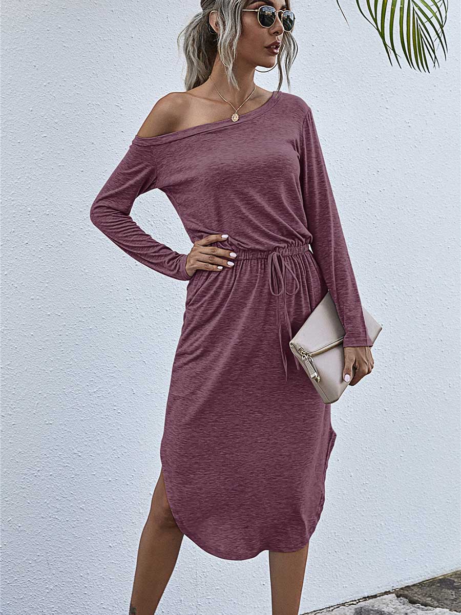 Veleaee Strapless Long Sleeve Split Dress
