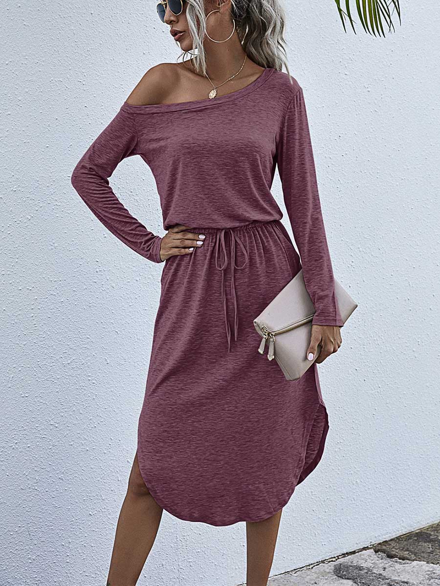 Veleaee Strapless Long Sleeve Split Dress