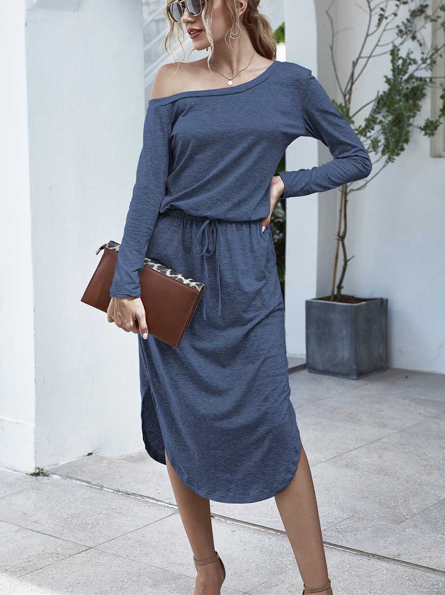 Veleaee Strapless Long Sleeve Split Dress