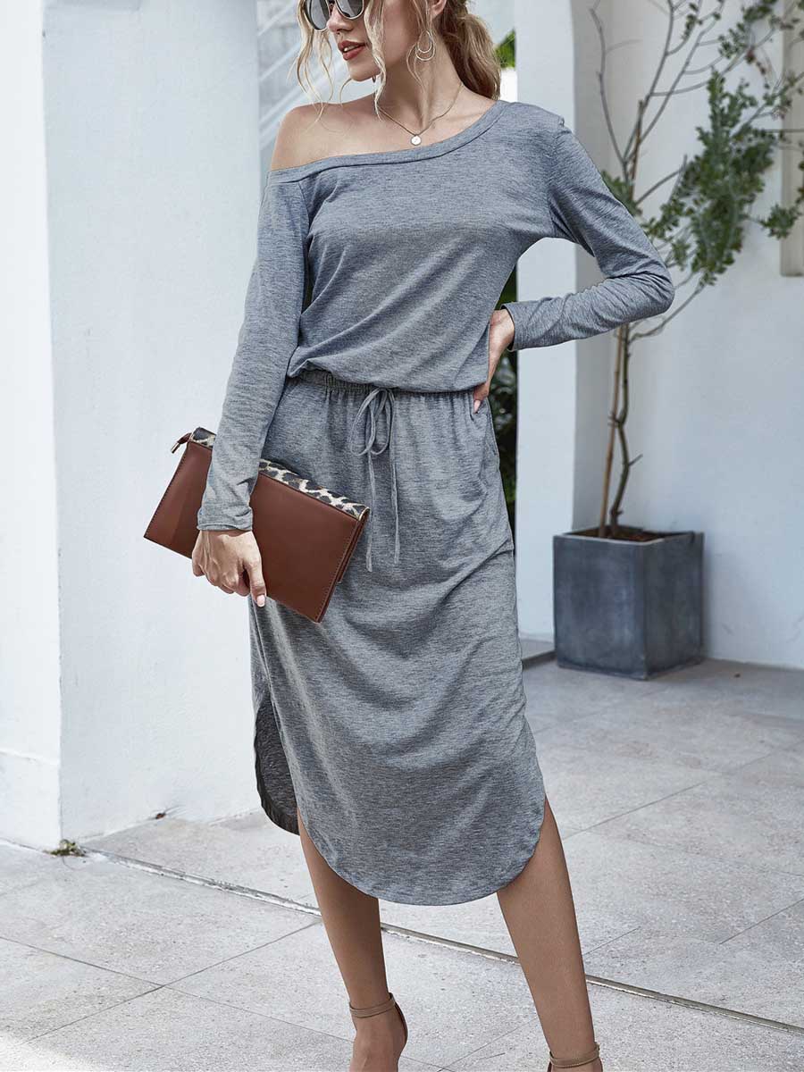 Veleaee Strapless Long Sleeve Split Dress