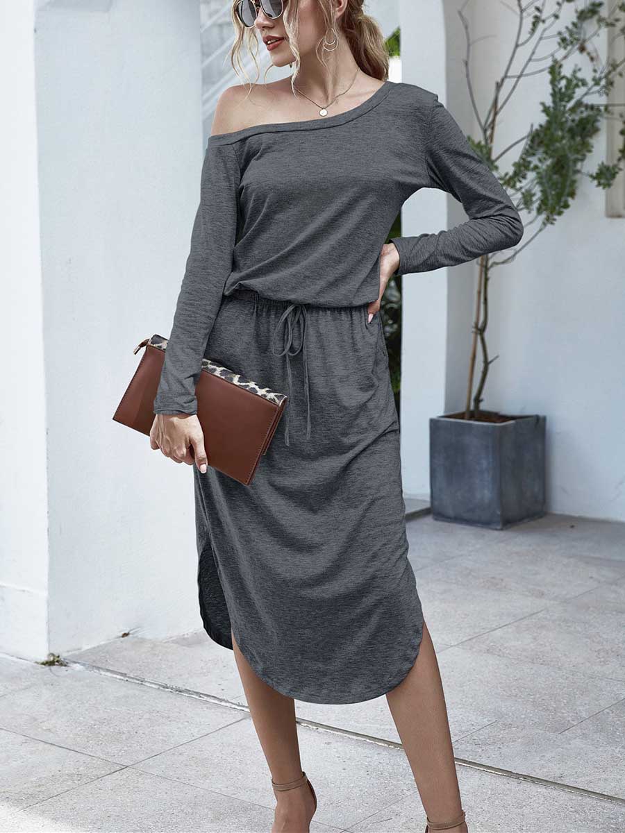 Veleaee Strapless Long Sleeve Split Dress