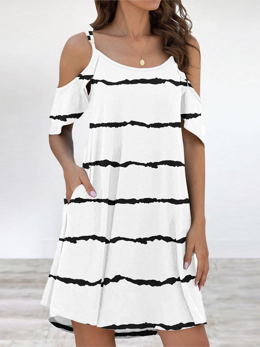 Veleaee Elegant Print Flounce O Neck Dresses(11 Colors)