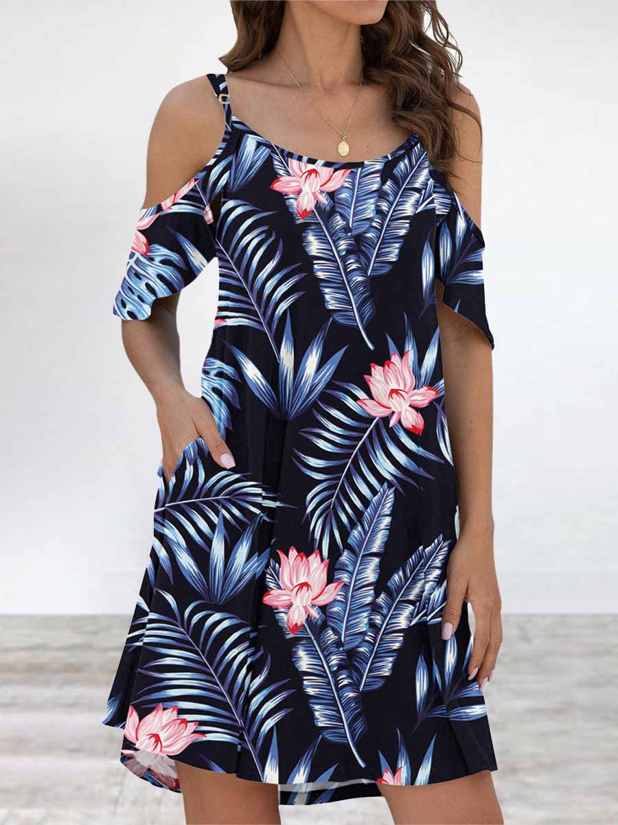 Veleaee Elegant Print Flounce O Neck Dresses(11 Colors)