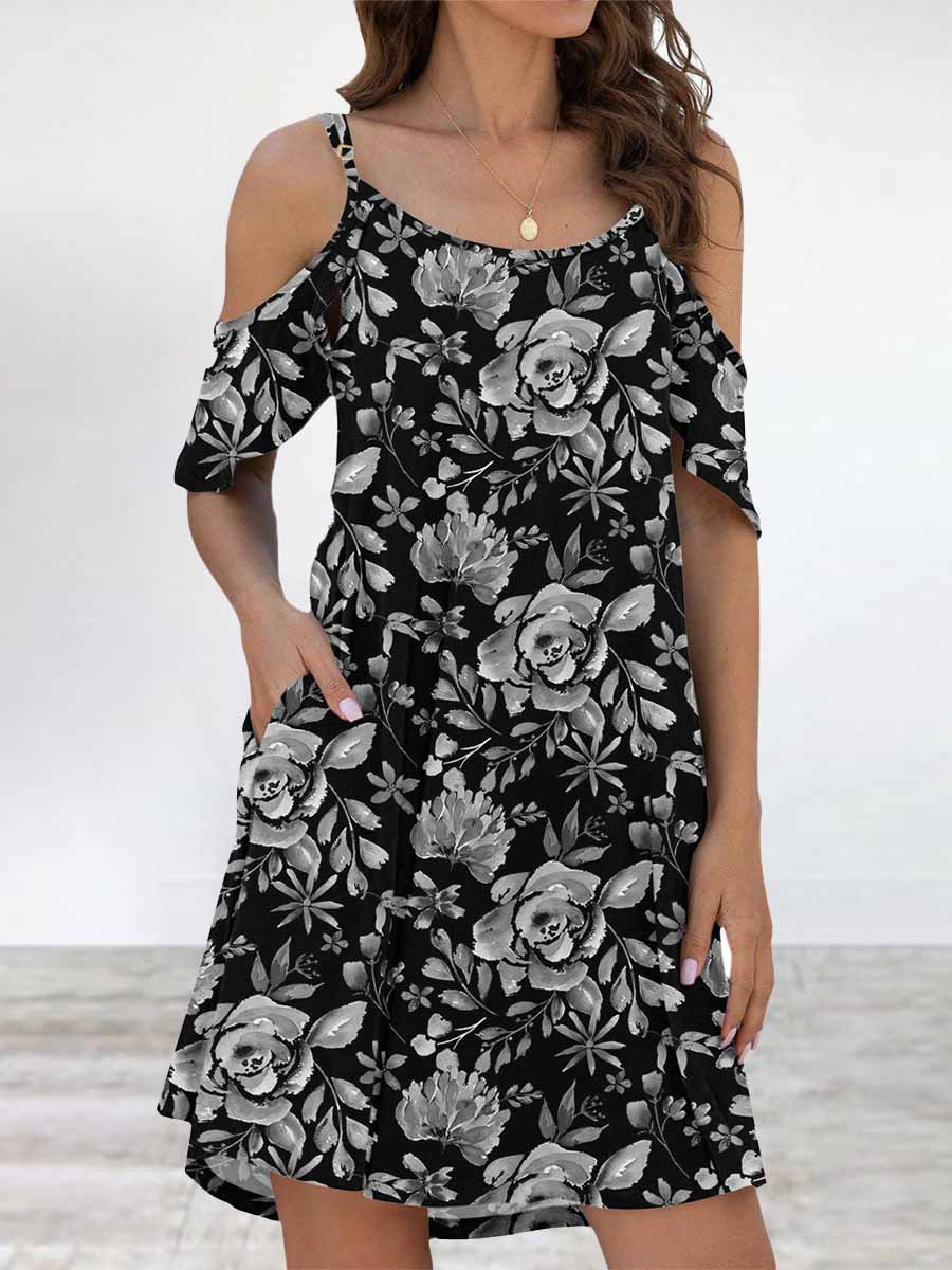 Veleaee Elegant Print Flounce O Neck Dresses(11 Colors)
