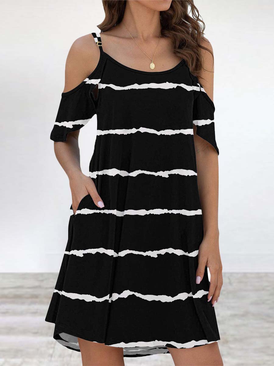 Veleaee Elegant Print Flounce O Neck Dresses(11 Colors)