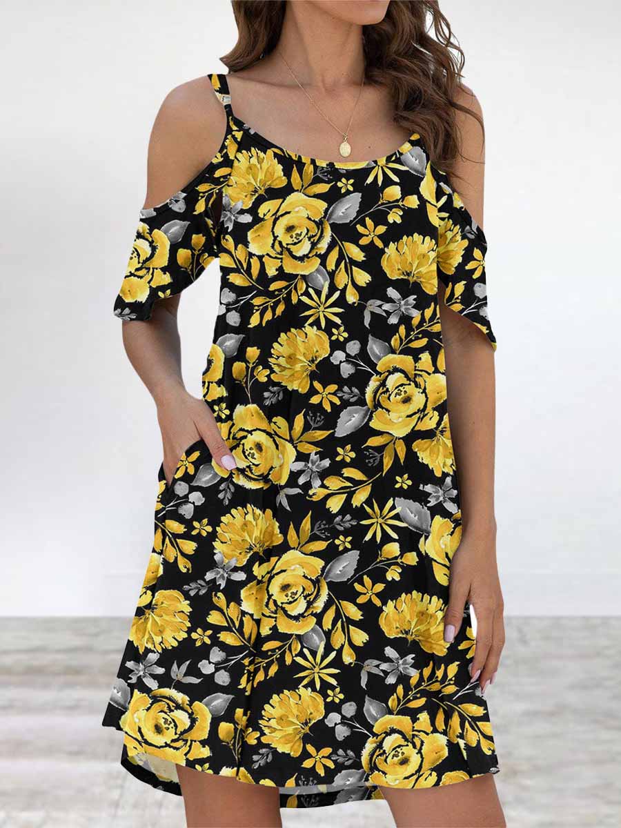 Veleaee Elegant Print Flounce O Neck Dresses(11 Colors)