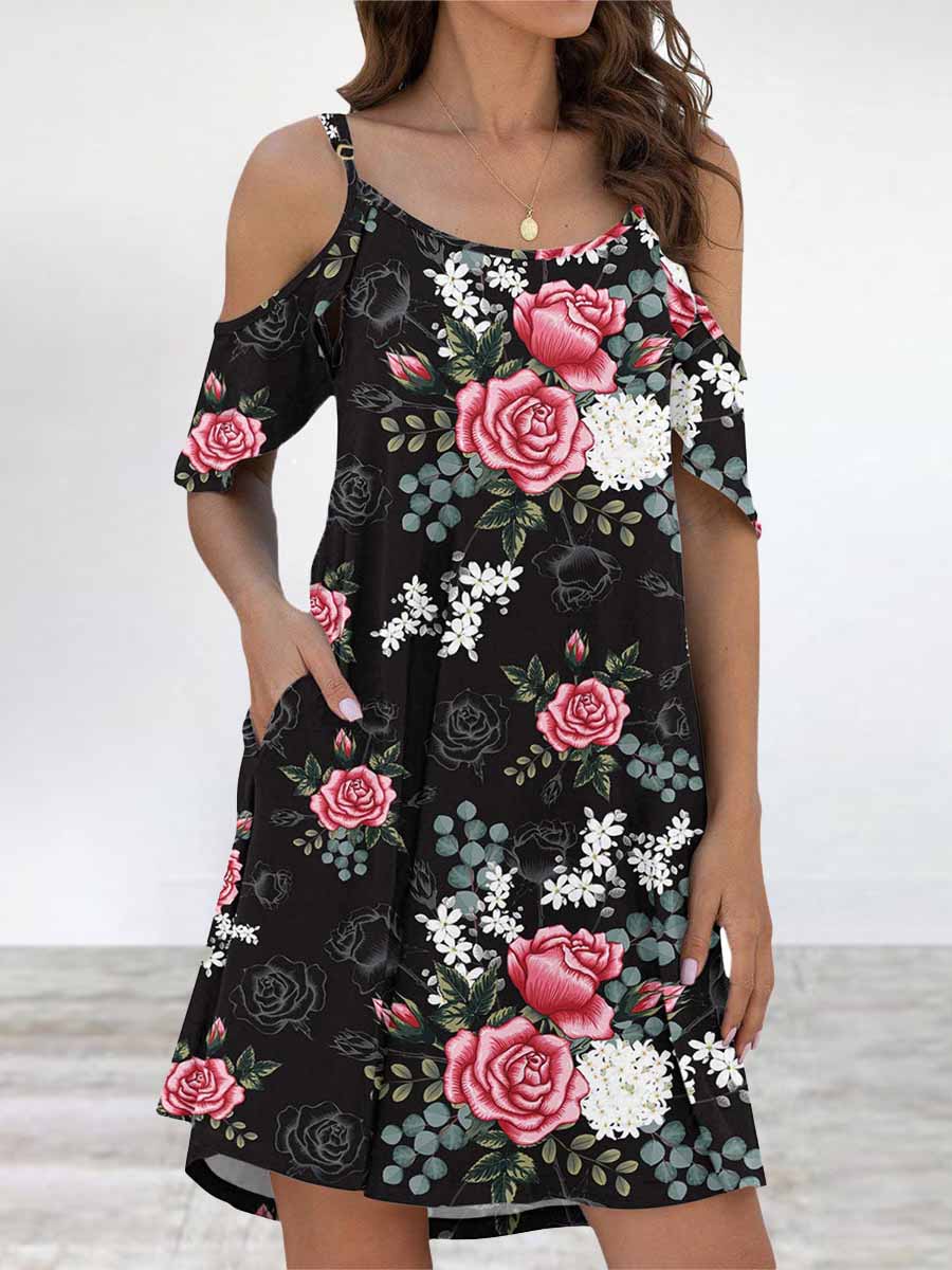 Veleaee Elegant Print Flounce O Neck Dresses(11 Colors)