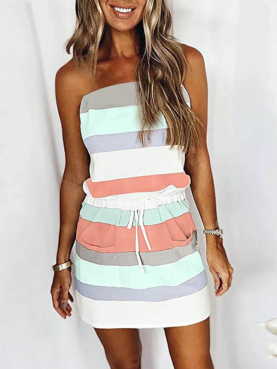 Veleaee Sheath Striped Dress