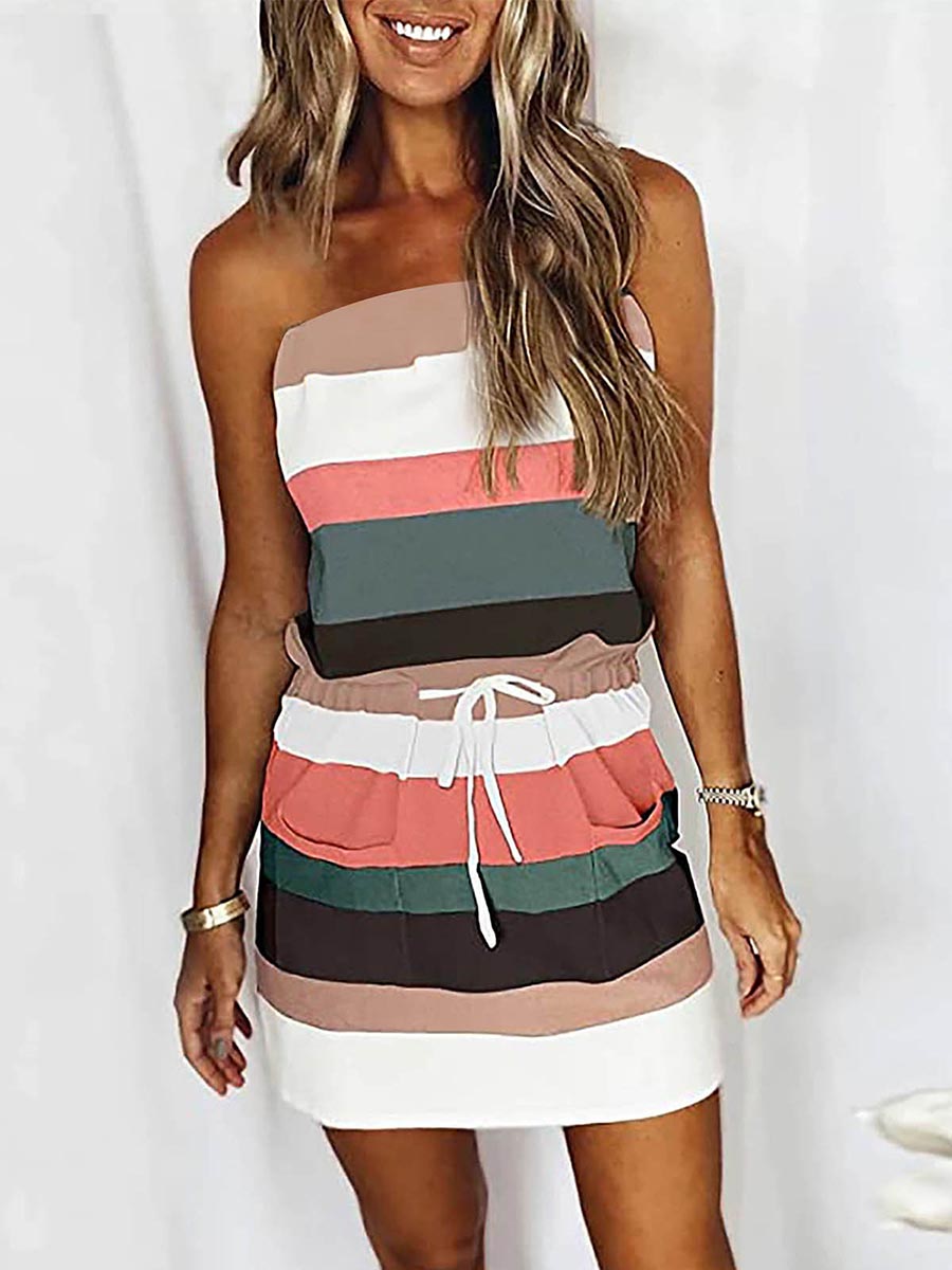 Veleaee Sheath Striped Dress