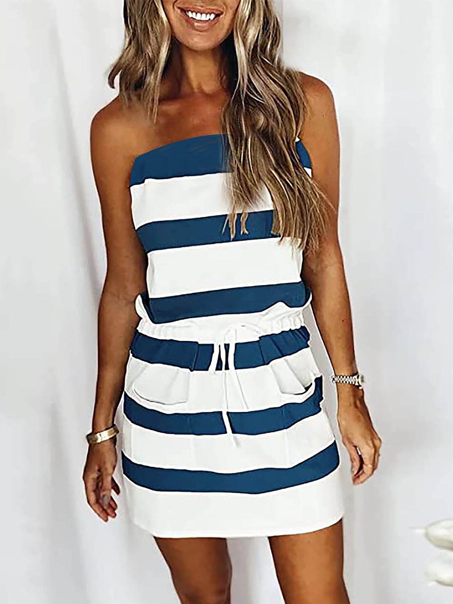 Veleaee Sheath Striped Dress