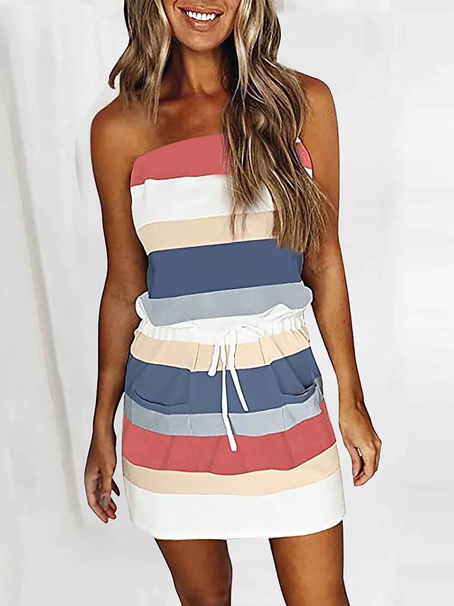 Veleaee Sheath Striped Dress
