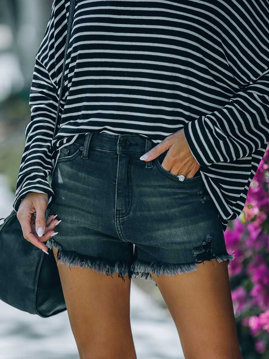 Veleaee Eternity High Rise Distressed Shorts