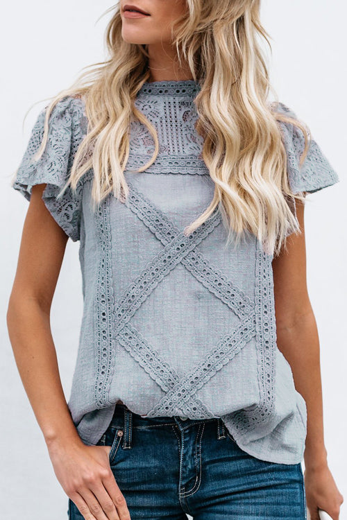 Veleaee Not So Secret Lace Overlay Ruffle Top - 3 Colors