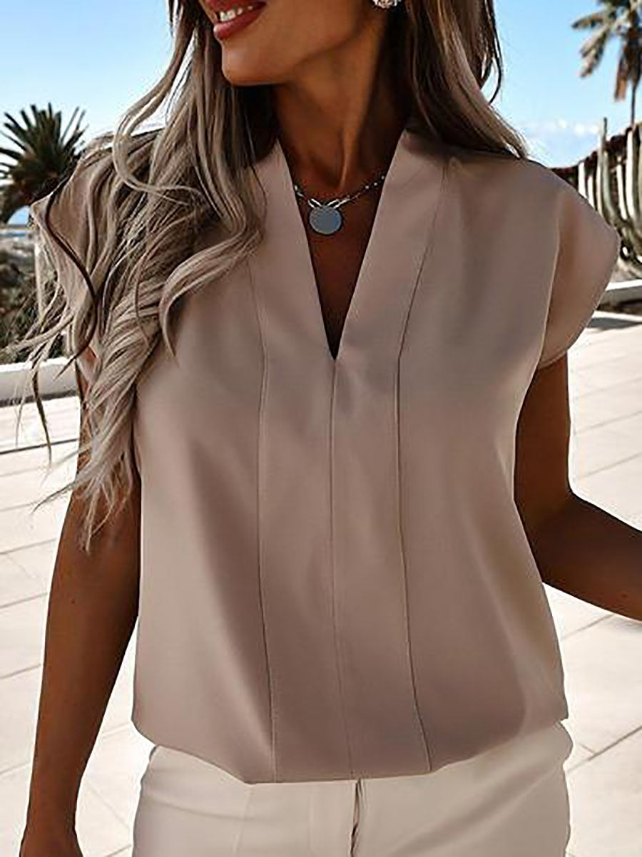 Veleaee Classic Tale V Neck Blouse