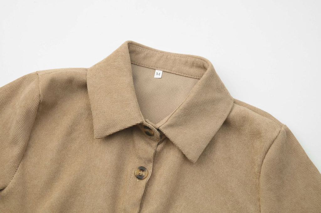 Veleaee Single-Breasted Long-Sleeved Dress(4 colors)