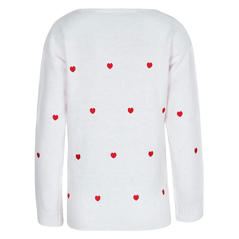 Veleaee Love Polka Dot V-Neck Sweater