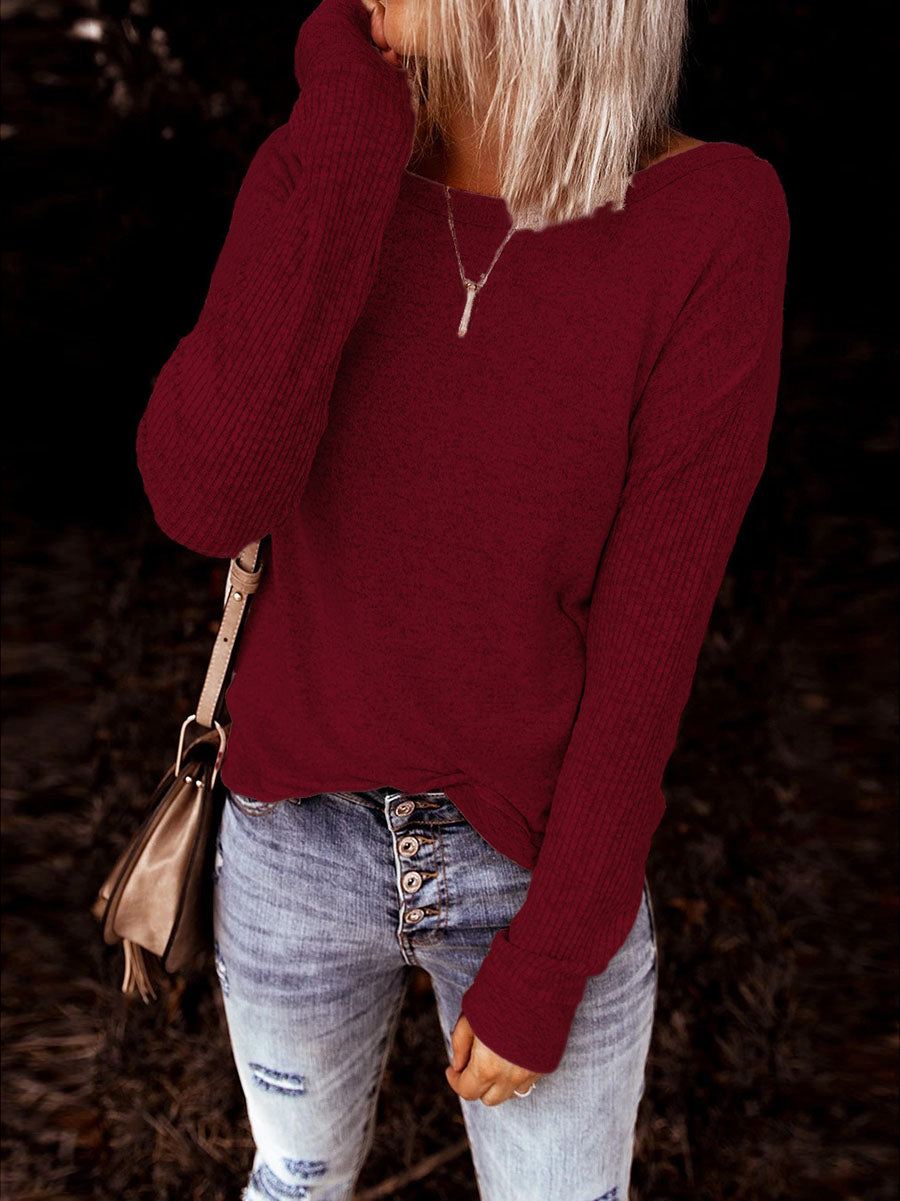 Veleaee Casual Open Back Sweatshirt