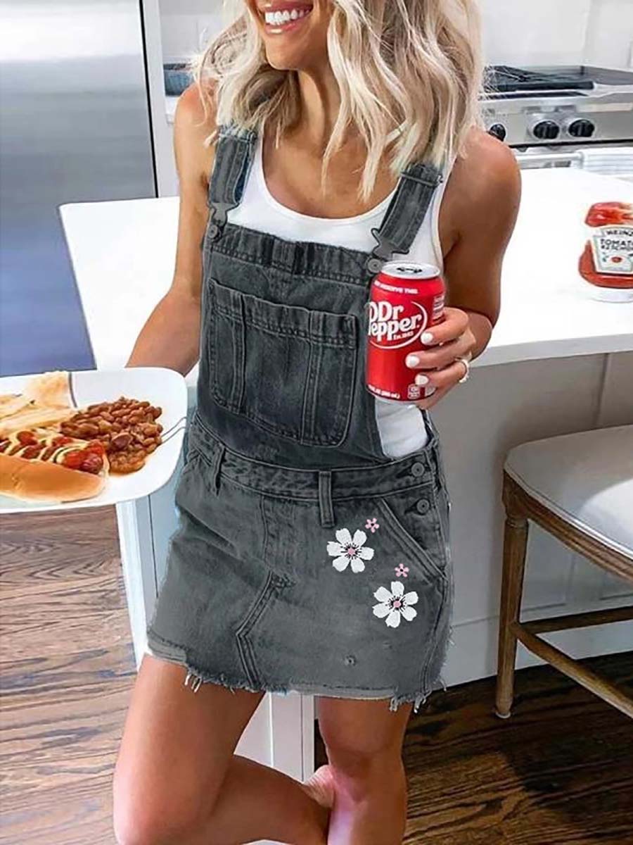 Veleaee Solid Color Denim Skirt