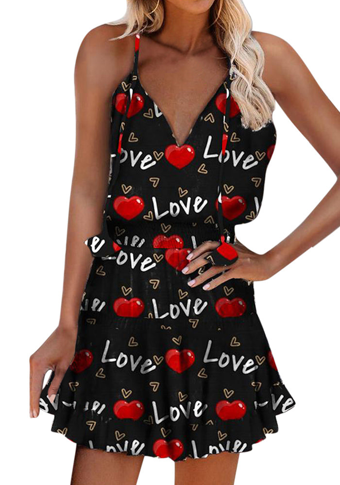 Veleaee Cheetah Print Frill Hem Ruffles Ruched Dress (13 colors)