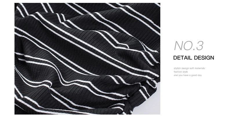 Veleaee Striped Round Neck Dress(8 Colors)