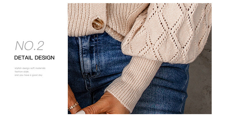 Veleaee Solid Color Loose Puffy Sleeve Sweater (5 colors)