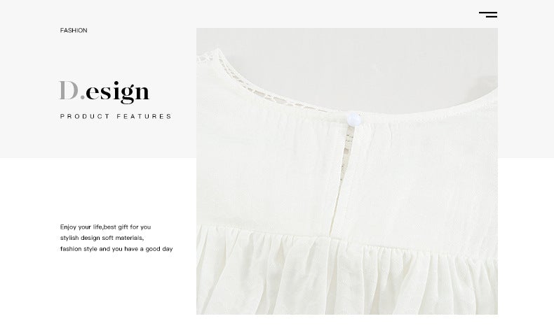 Veleaee Lace Ruffle Round Neck Top