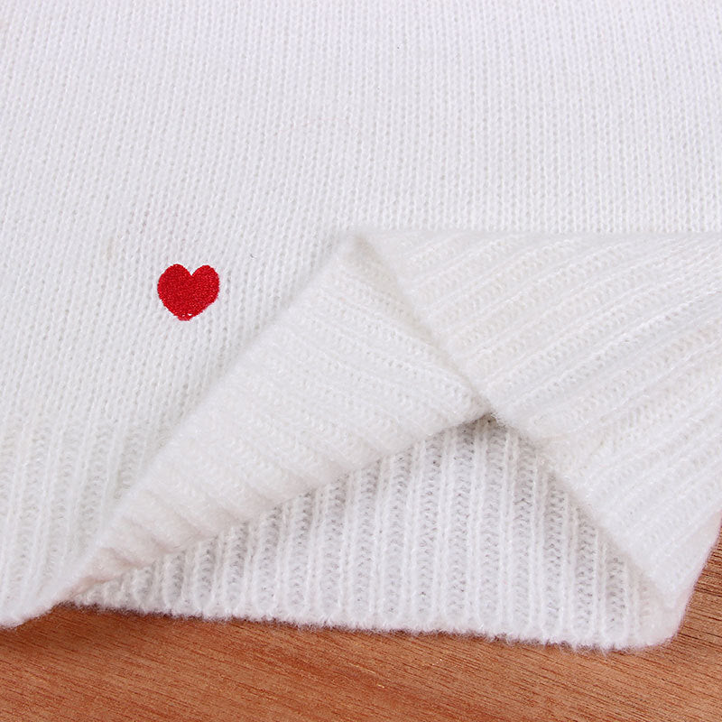 Veleaee Love Polka Dot V-Neck Sweater