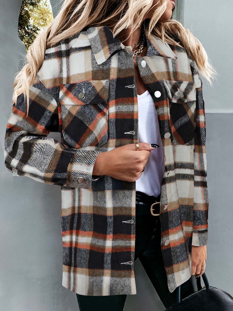 Veleaee  Pumpkin Patches Plaid Jacket(warm)