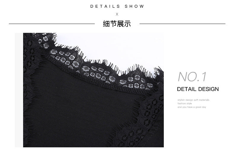 Veleaee Inside And Outside Lace Sleeveless Loose Tops(5 colors)